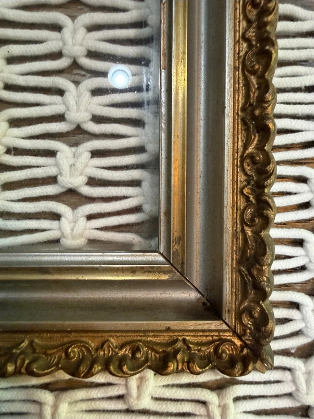 Ornate Dual-Accent Wooden Carved Picture Frame in Gold and Silver with glass